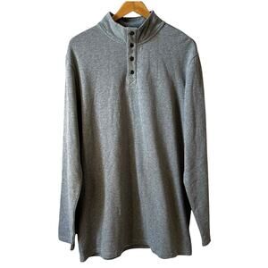 R&R Casual Men’s Cotton Snap Button Pullover Henley Sweater Gray Size Medium